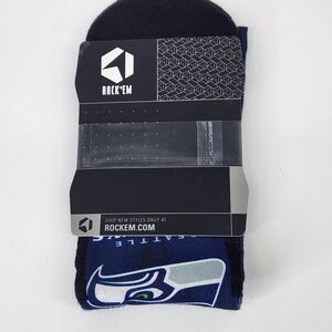 Rock Em Seattle Seahawks NFL Crew Socks Mens Navy Blue Camo Football Fan Gear‎